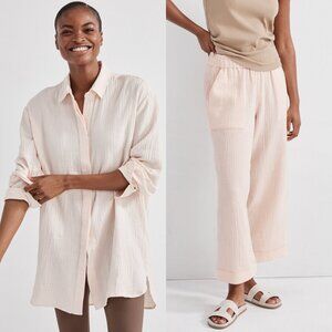 Haven Well Within Cotton Gauze Outfit Set Tunic Shirt & Crop Pants S/M